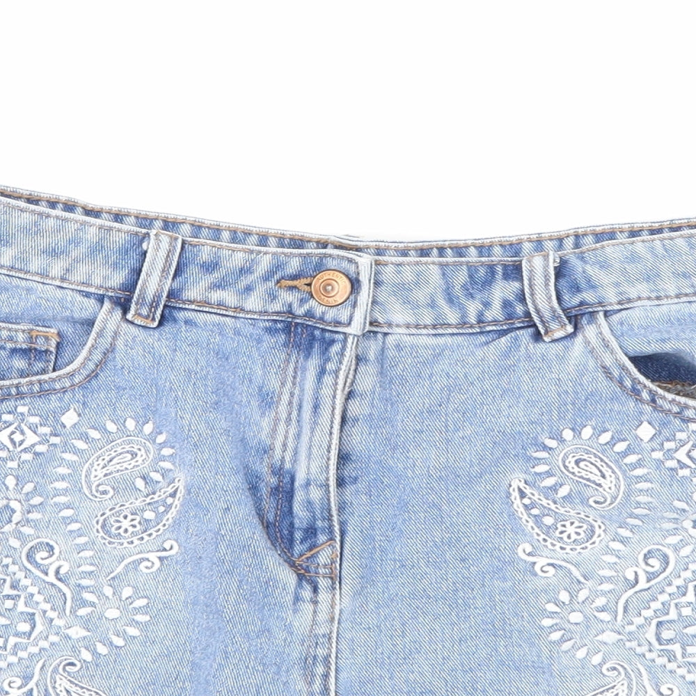 Matalan Womens Blue  Denim Hot Pants Shorts Size 10