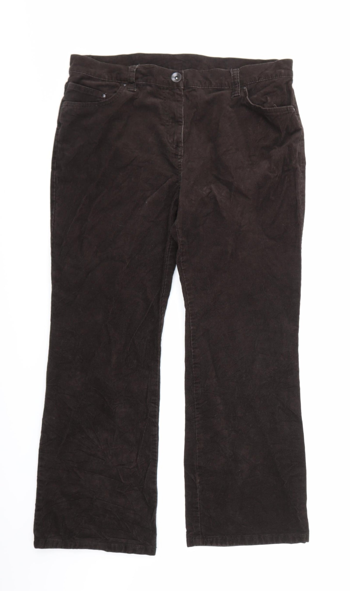Marks and Spencer Womens Brown  Corduroy Trousers  Size 14 L27 in