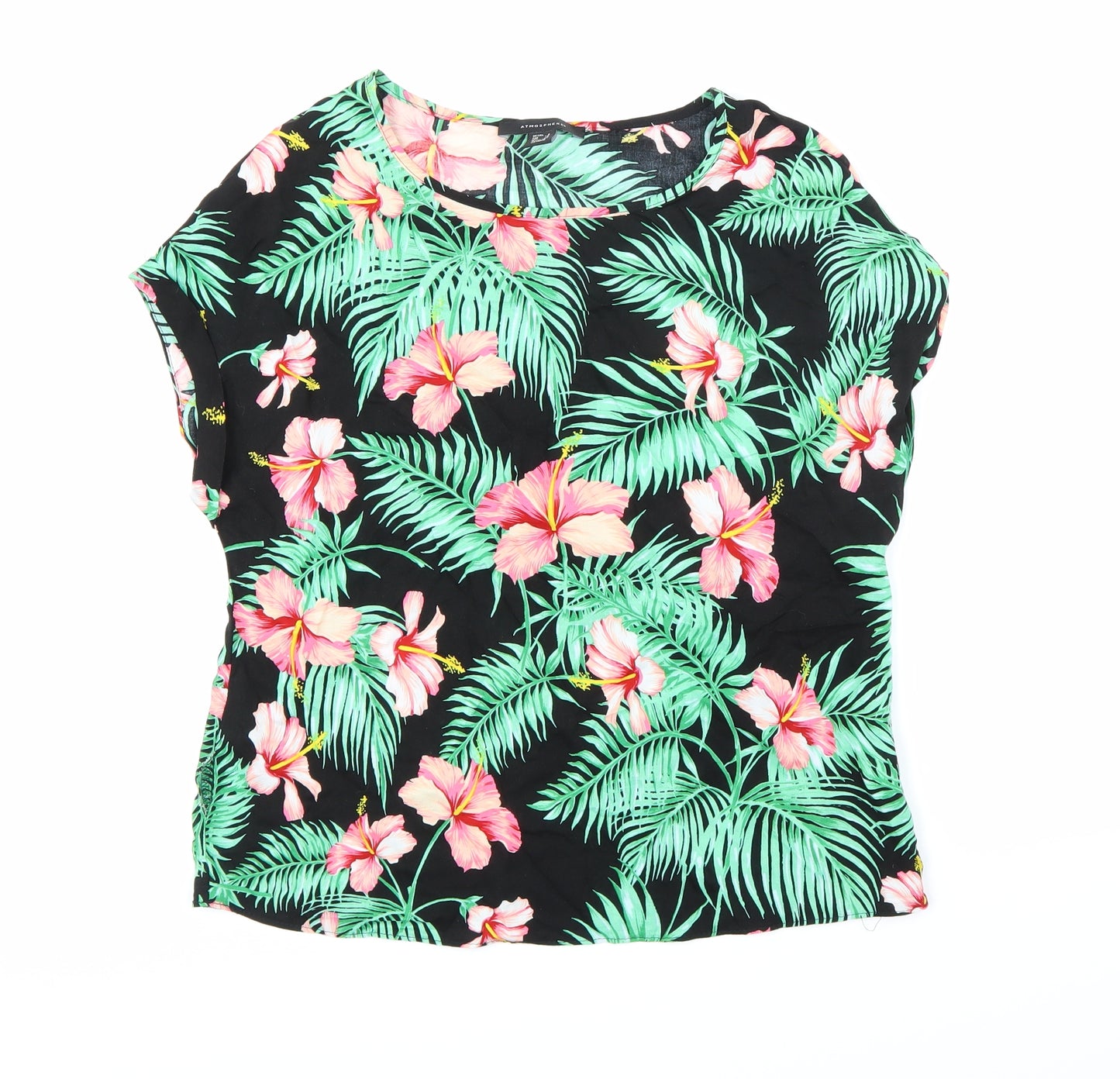 Atmosphere Womens Black Floral  Basic Blouse Size 6