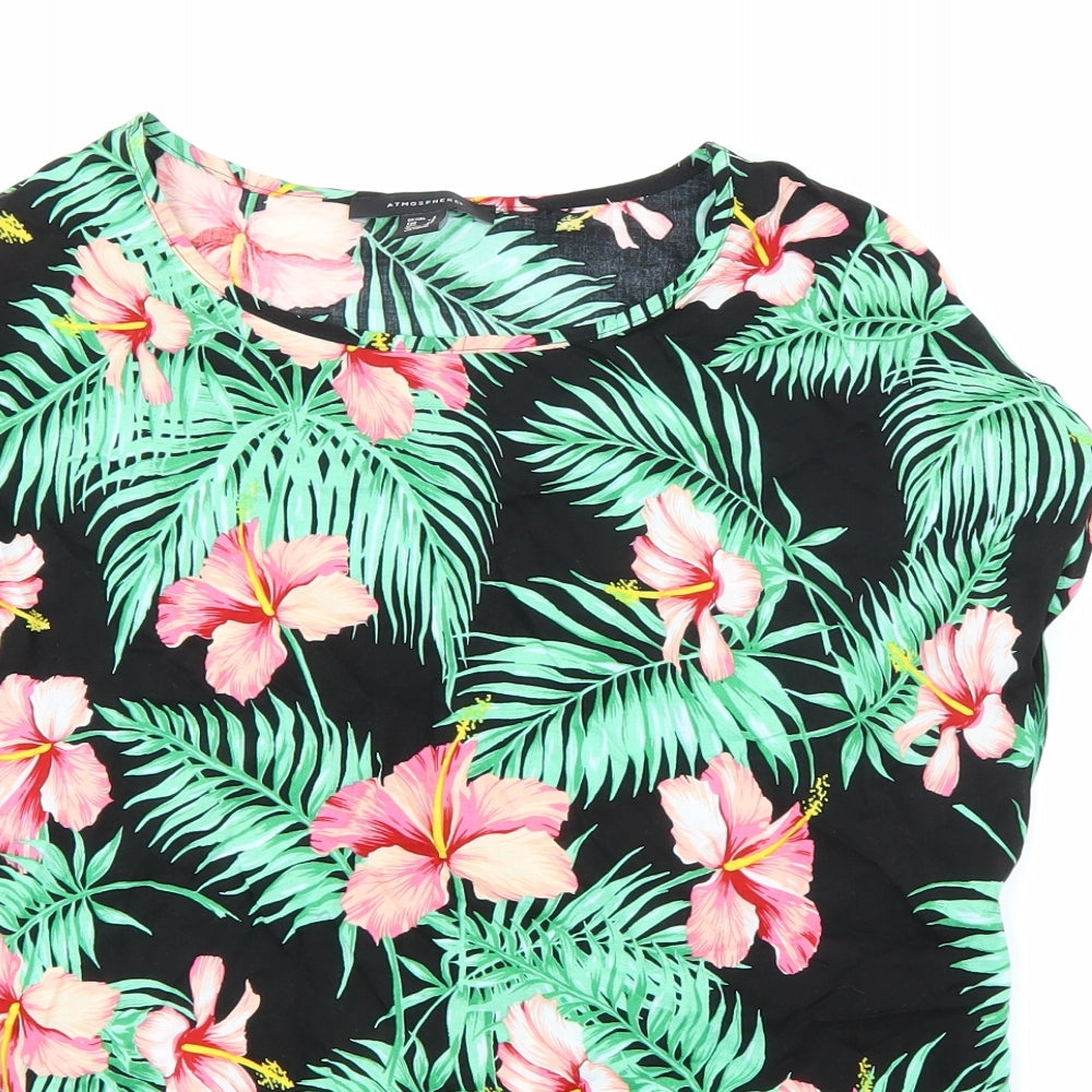 Atmosphere Womens Black Floral  Basic Blouse Size 6