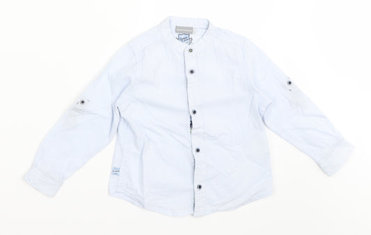 Front view of Sergent Major boys’ blue jersey button-up, size 3, years