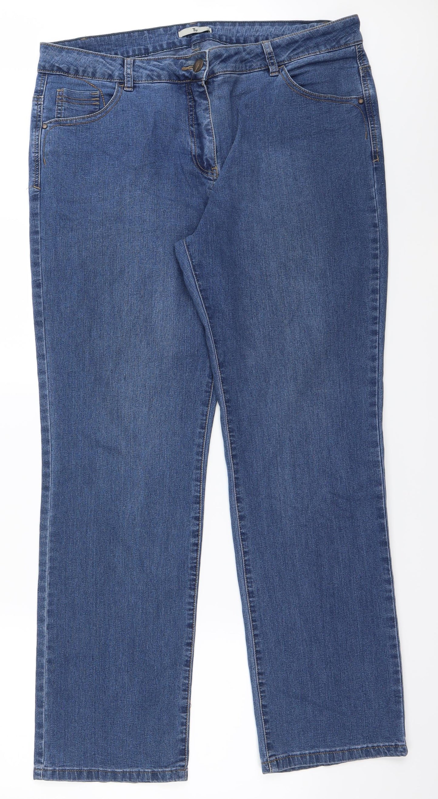TU Womens Blue  Denim Straight Jeans Size 18 L30 in