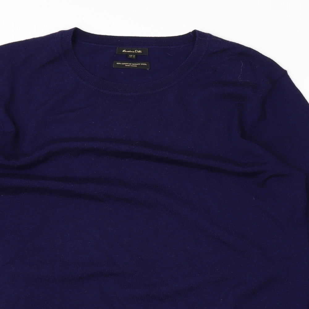 Massimo Dutti Mens Blue  Knit Pullover Jumper Size M