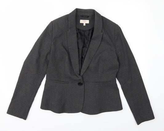 Front view of NEXT women’s grey check jacket suit jacket, size UK 10