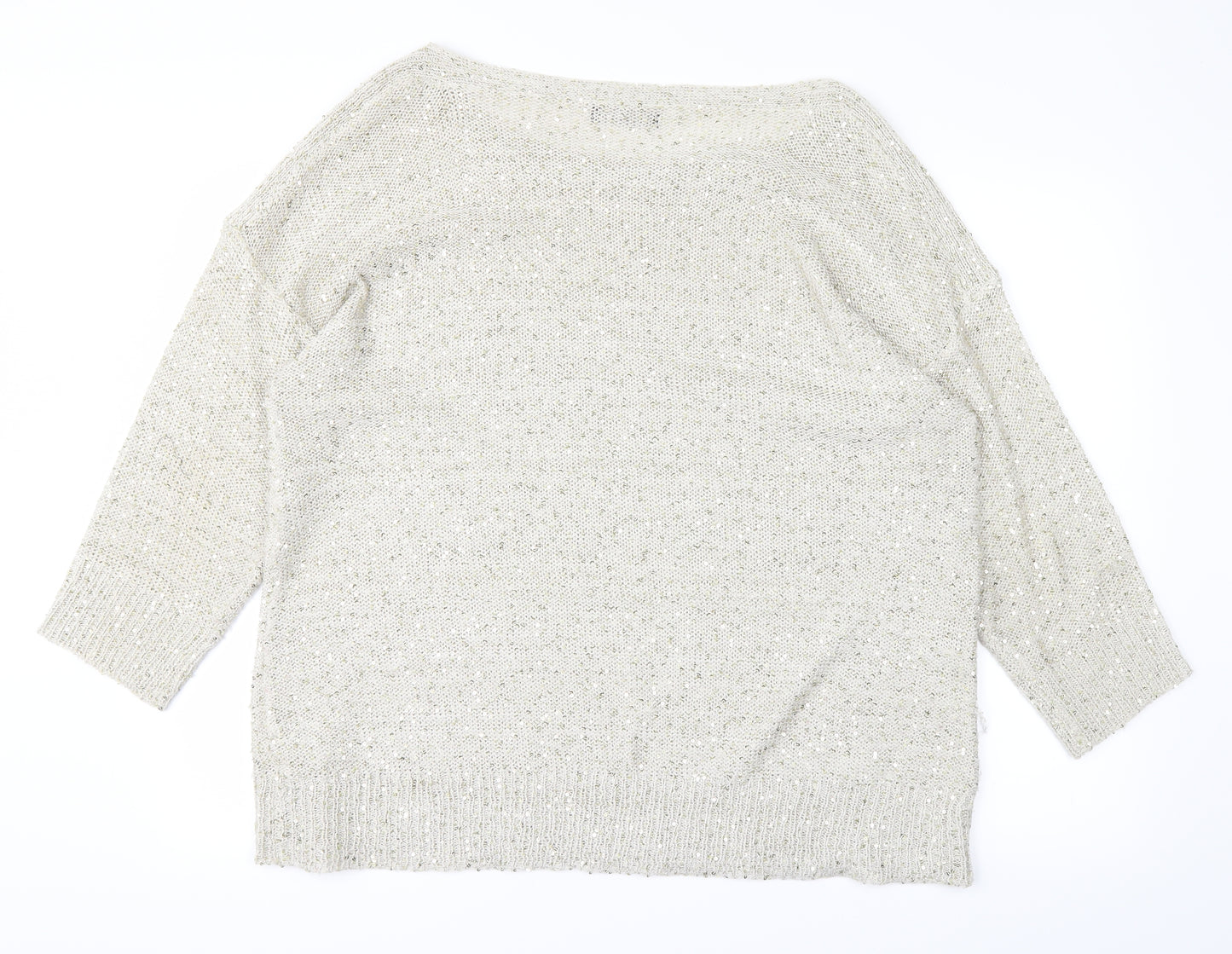 David Emanuel Womens White  Knit Pullover Jumper Size XL