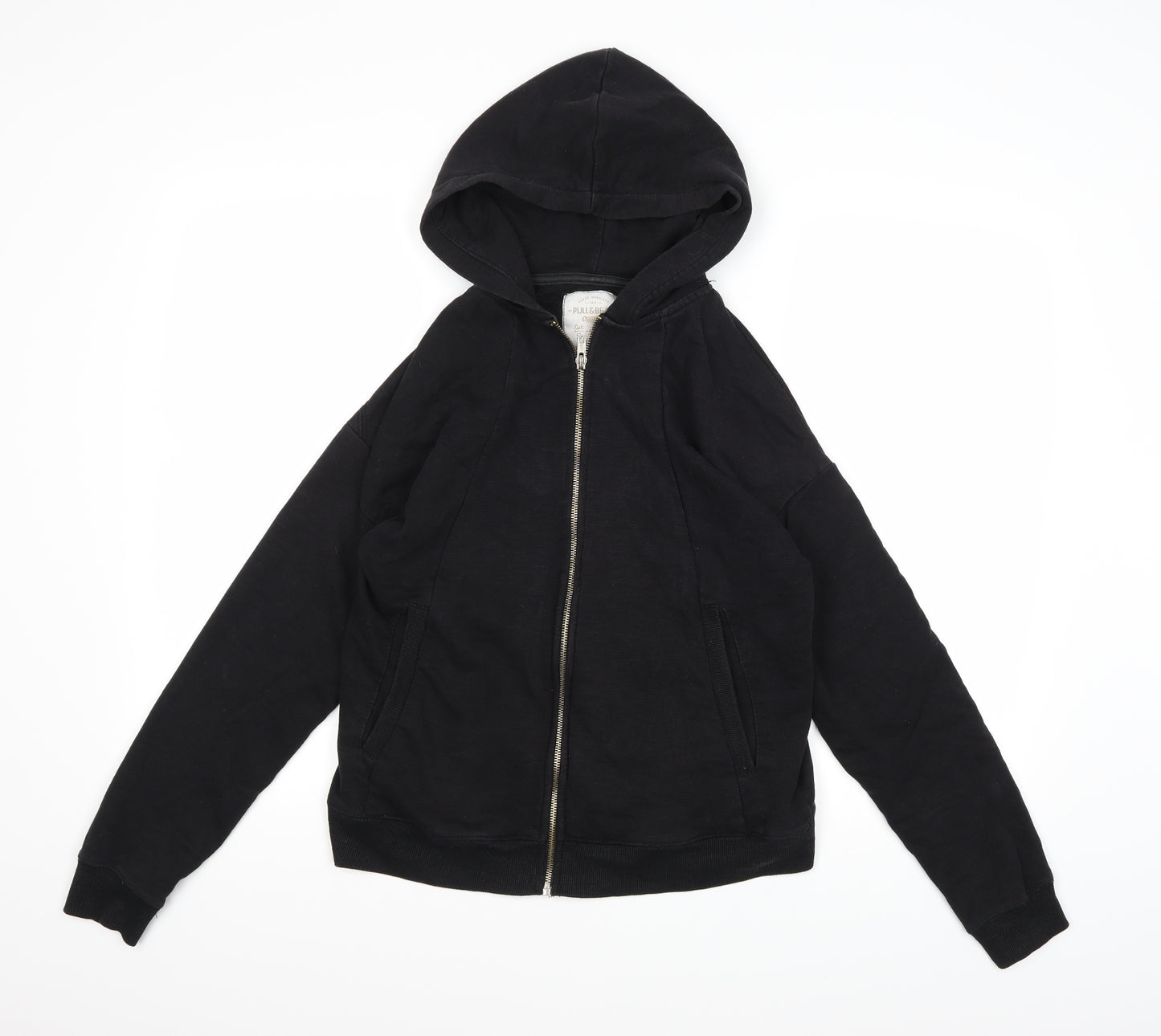 Pull & Bear Womens Black  Jersey Full Zip Hoodie Size S