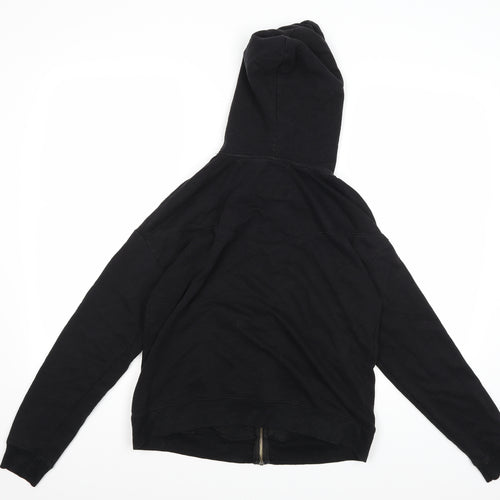 Pull & Bear Womens Black  Jersey Full Zip Hoodie Size S