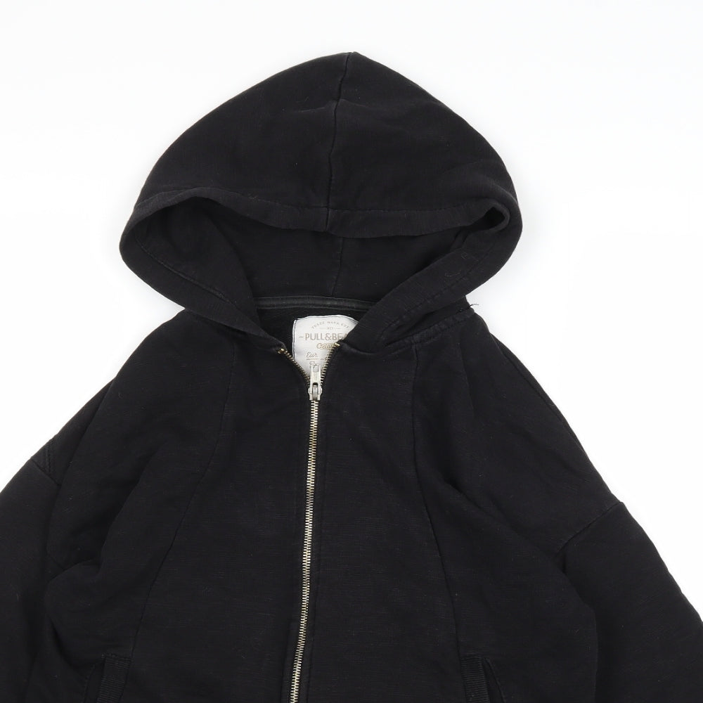 Pull & Bear Womens Black  Jersey Full Zip Hoodie Size S