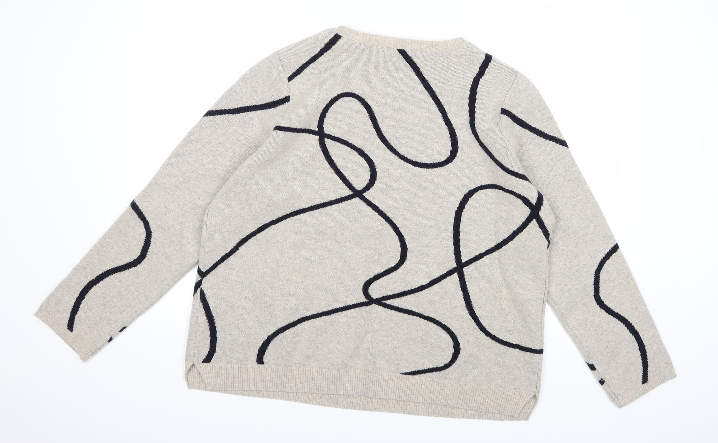 Seasalt cornwall Womens Grey Geometric Knit Pullover Jumper Size 18