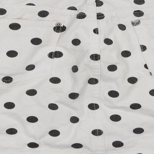 PRETTYLITTLETHING Womens White Polka Dot Denim A-Line Skirt Size 26