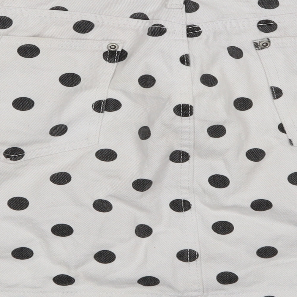 PRETTYLITTLETHING Womens White Polka Dot Denim A-Line Skirt Size 26