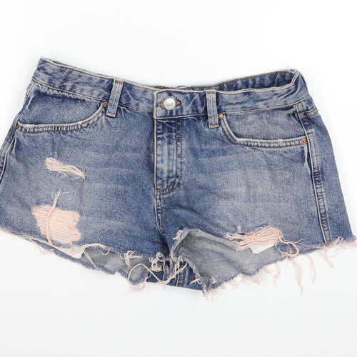 Topshop Womens Blue  Denim Hot Pants Shorts Size 10