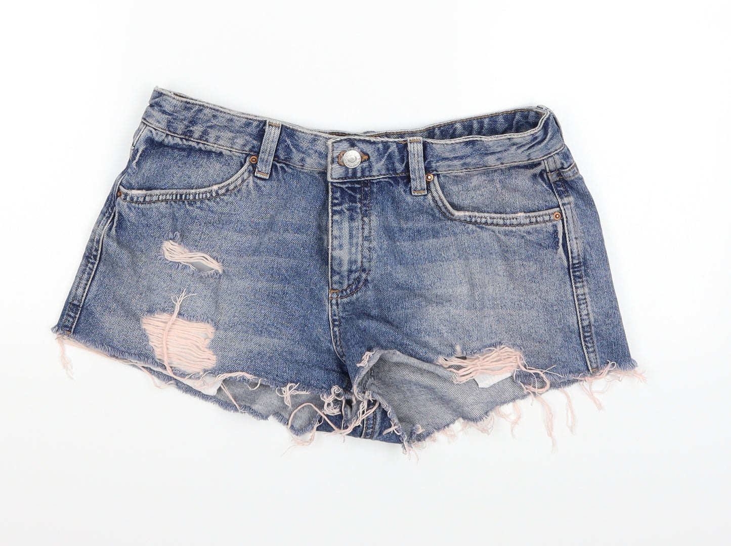 Topshop Womens Blue  Denim Hot Pants Shorts Size 10