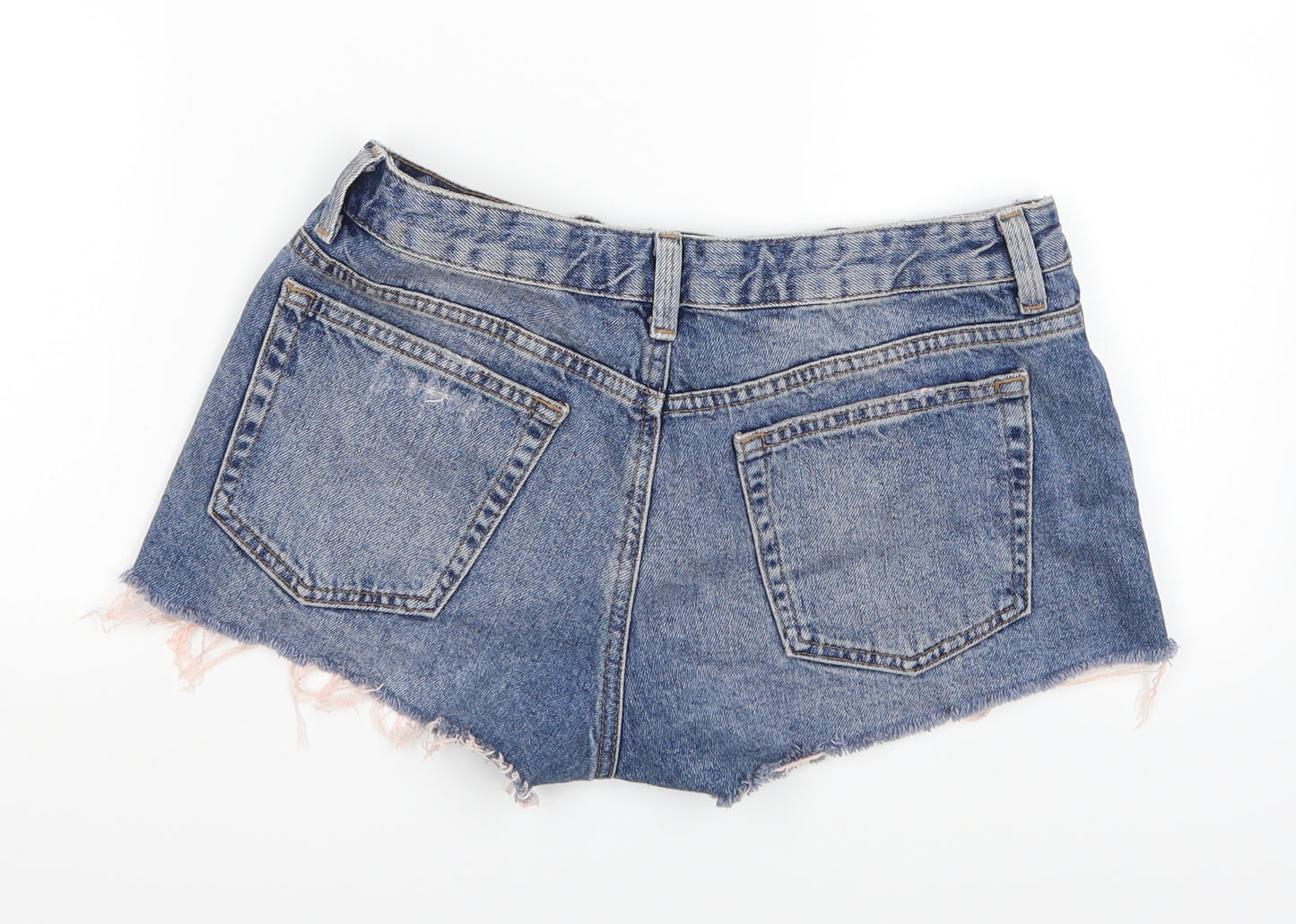 Topshop Womens Blue  Denim Hot Pants Shorts Size 10