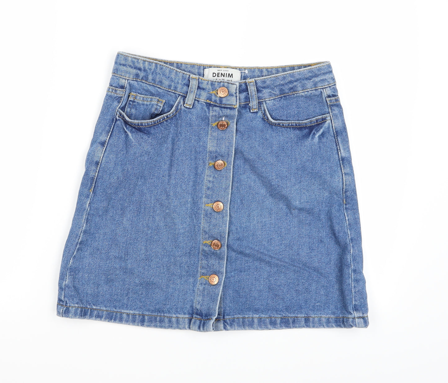 New Look Womens Blue  Denim A-Line Skirt Size 8