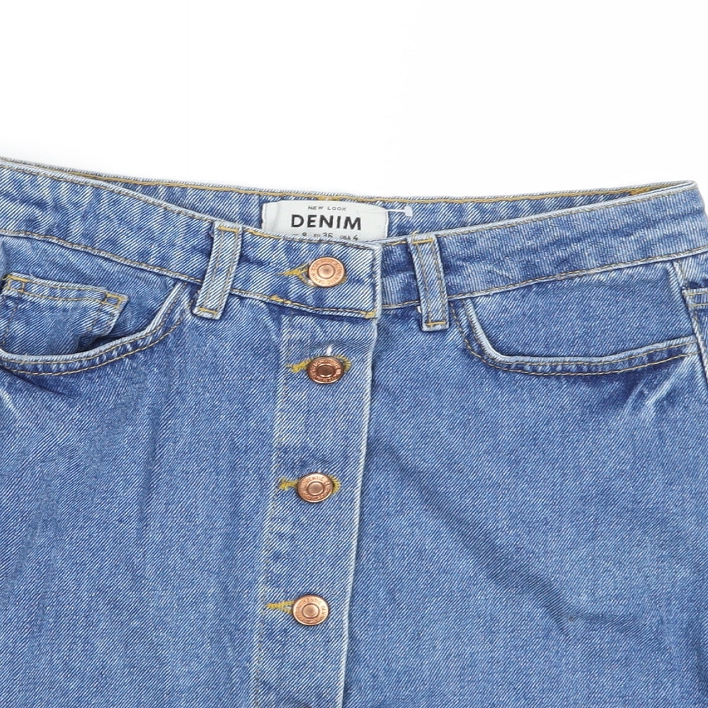New Look Womens Blue  Denim A-Line Skirt Size 8