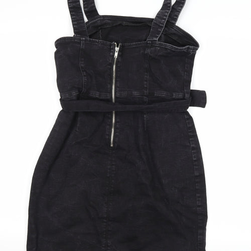 Denim Co. Womens Black  Denim Pinafore/Dungaree Dress  Size 14