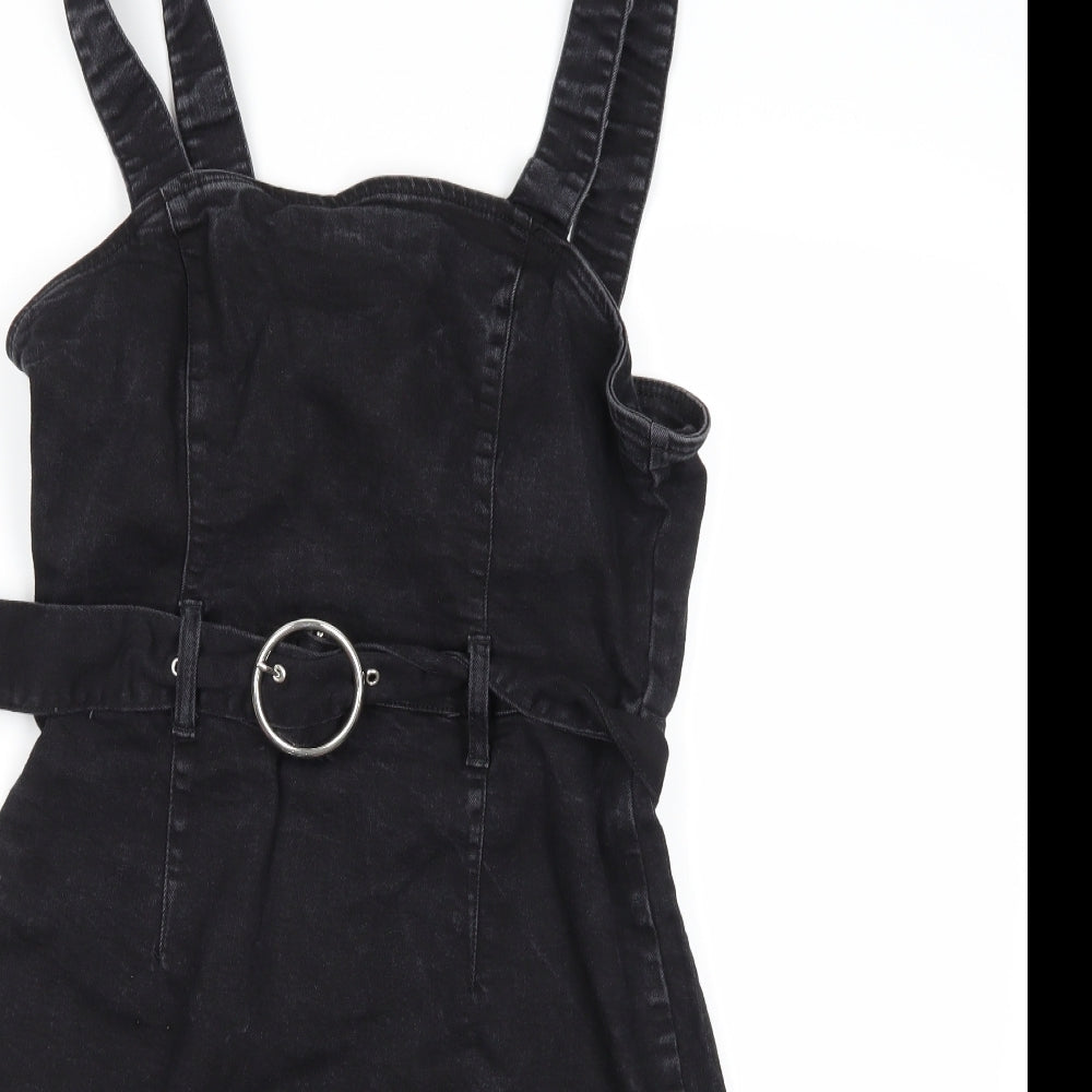 Denim Co. Womens Black  Denim Pinafore/Dungaree Dress  Size 14