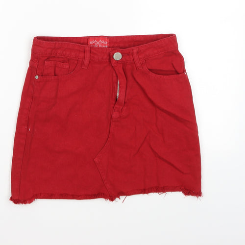 Denim Club Womens Red  Denim A-Line Skirt Size 8