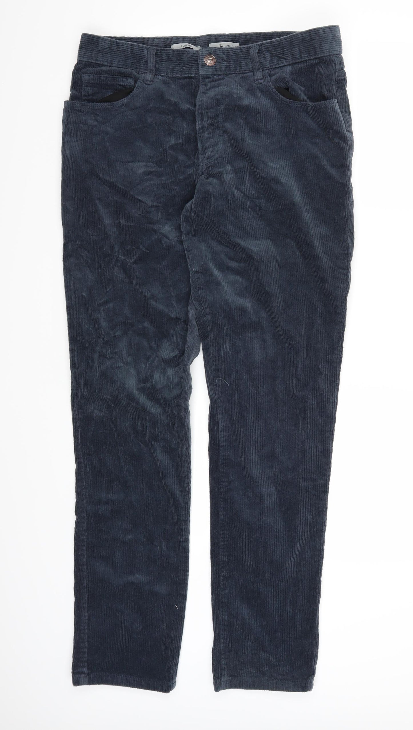 TU Mens Blue  Corduroy Trousers   L34 in