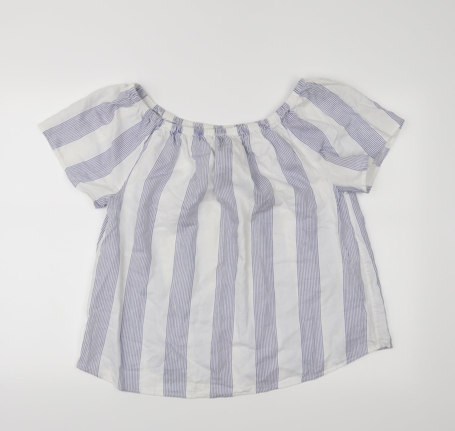 Workshop Womens Blue Striped  Basic Blouse Size M