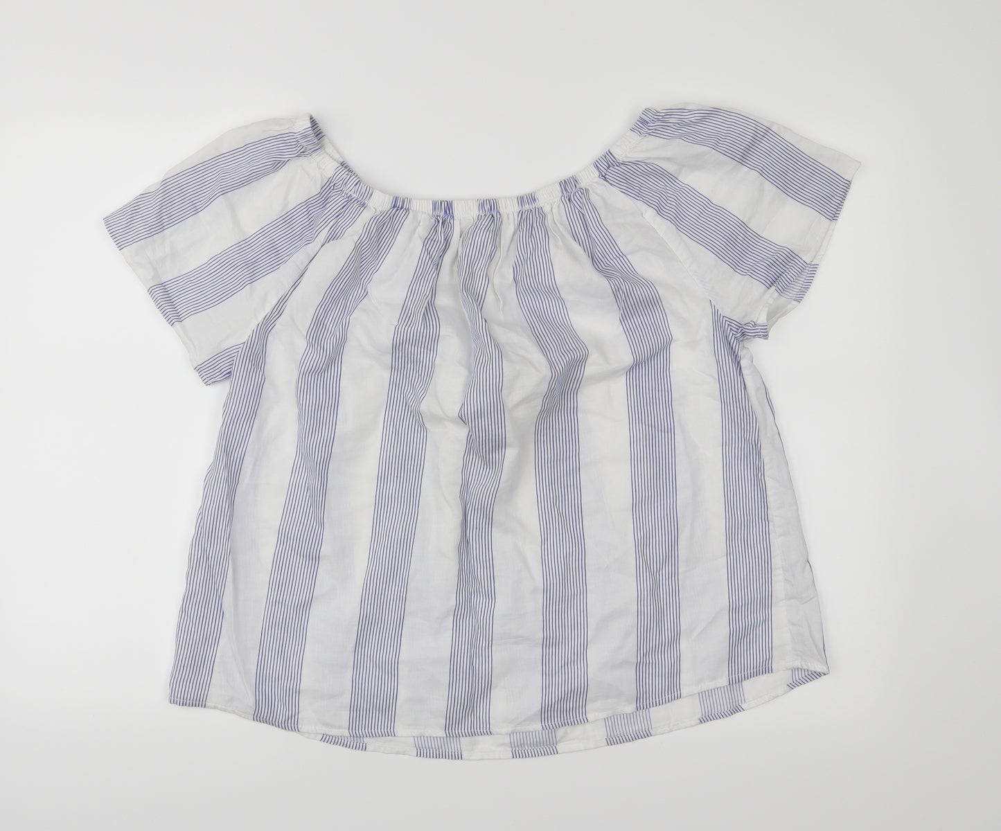 Workshop Womens Blue Striped  Basic Blouse Size M