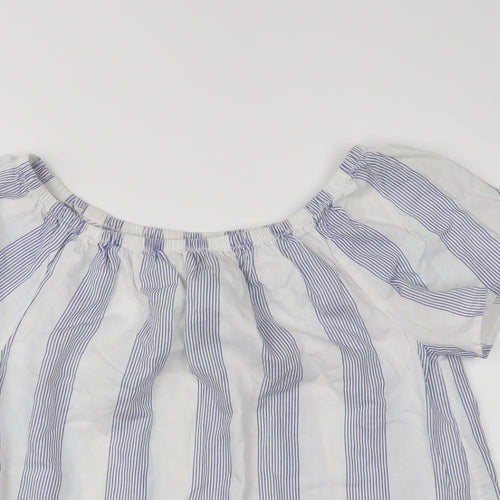 Workshop Womens Blue Striped  Basic Blouse Size M