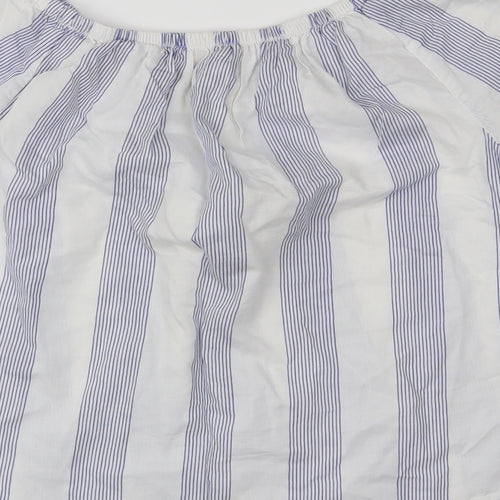 Workshop Womens Blue Striped  Basic Blouse Size M