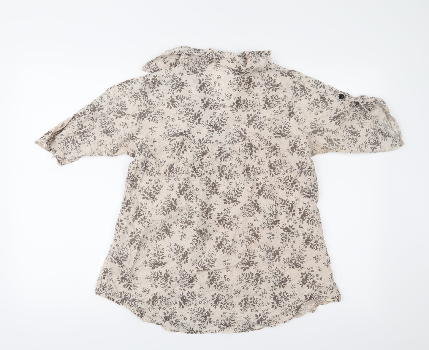 FASHION TEMPLE Womens Beige Floral  Basic Blouse Size S