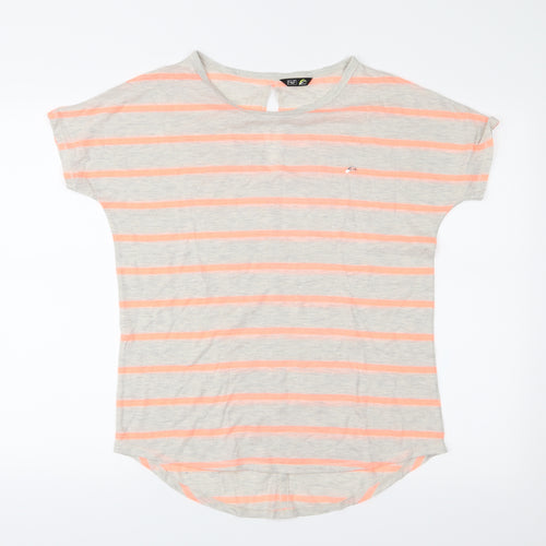 F&F Womens Grey Striped  Basic T-Shirt Size S