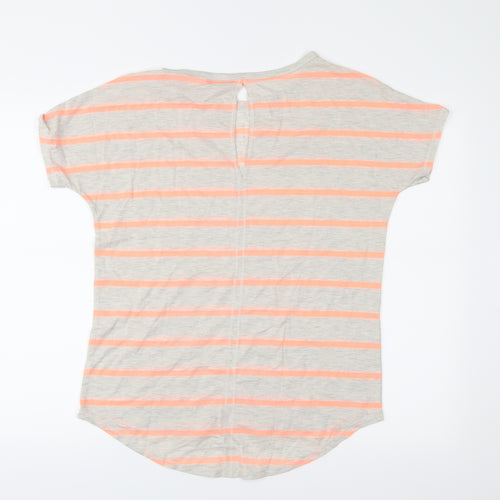 F&F Womens Grey Striped  Basic T-Shirt Size S