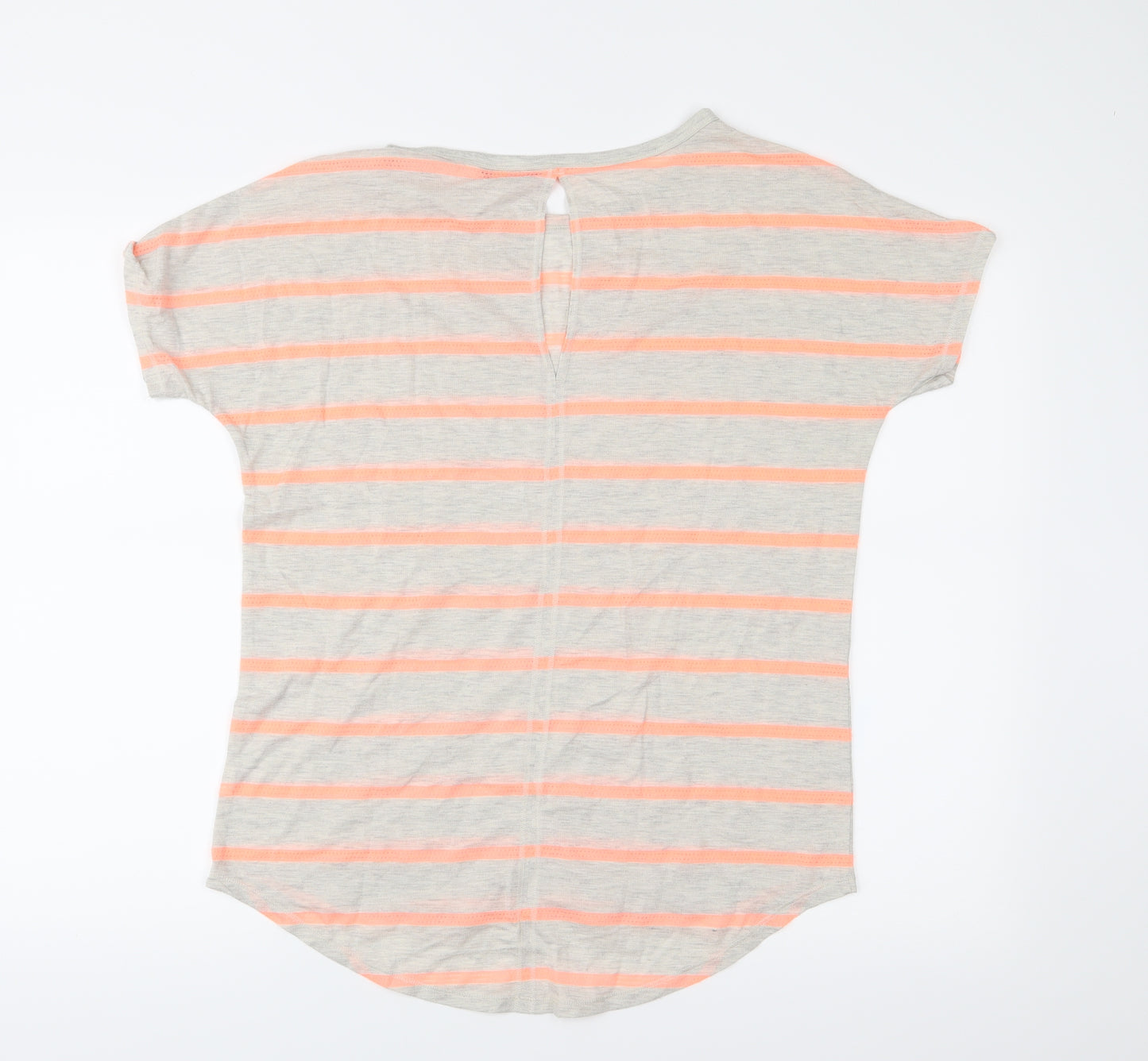 F&F Womens Grey Striped  Basic T-Shirt Size S