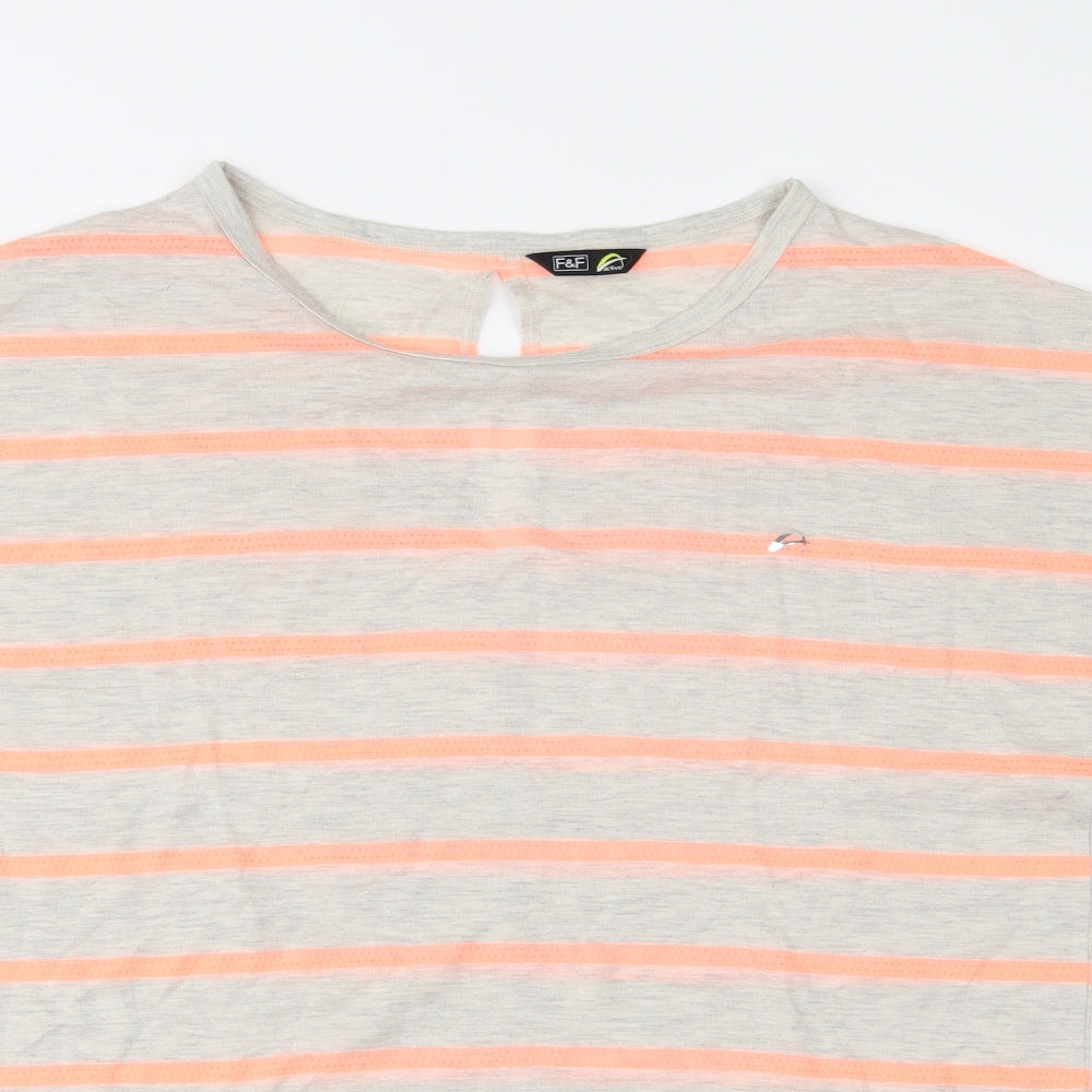 F&F Womens Grey Striped  Basic T-Shirt Size S