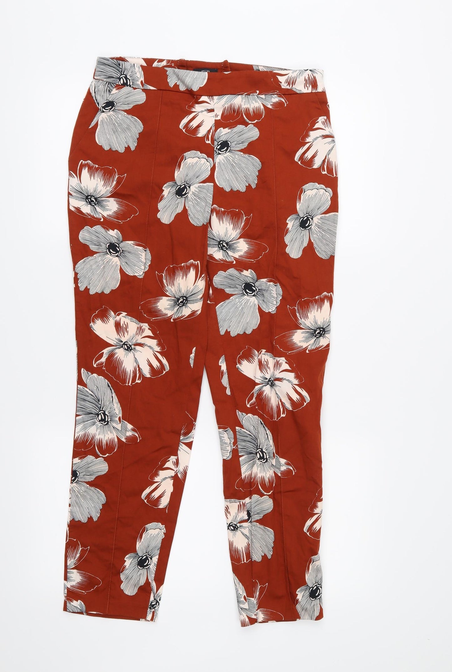 F&F Womens Brown Floral  Trousers  Size 12 L26 in