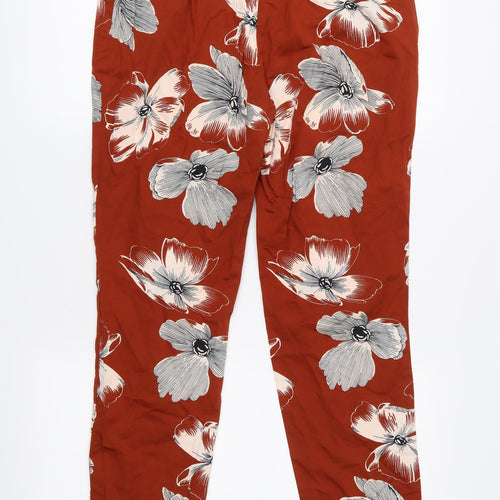 F&F Womens Brown Floral  Trousers  Size 12 L26 in