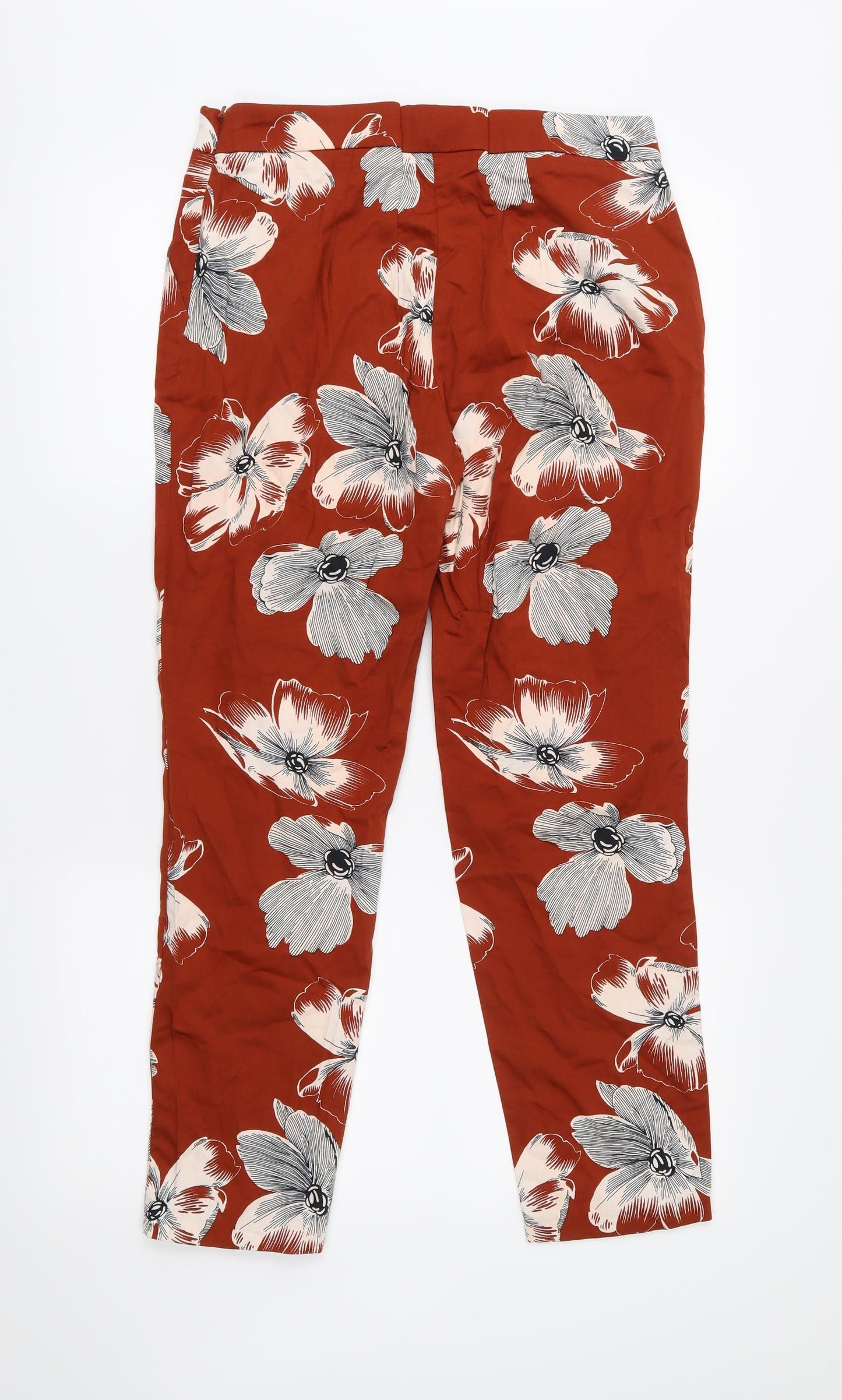 F&F Womens Brown Floral  Trousers  Size 12 L26 in