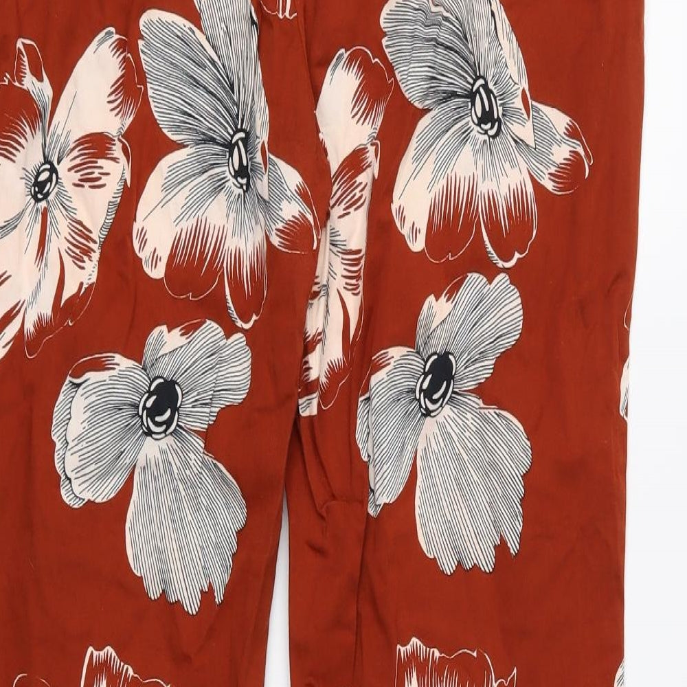 F&F Womens Brown Floral  Trousers  Size 12 L26 in