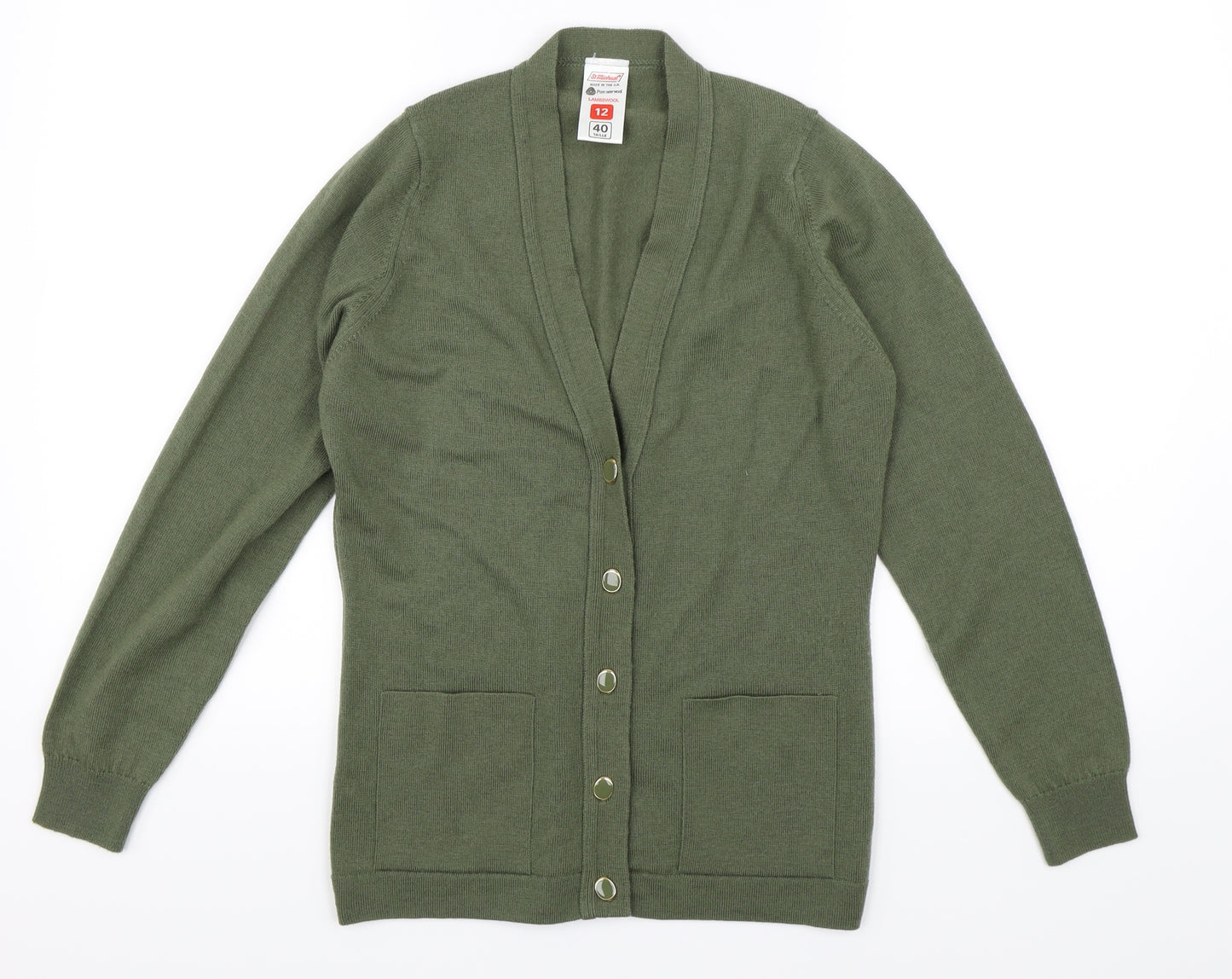St Michael Womens Green   Cardigan Jumper Size 12