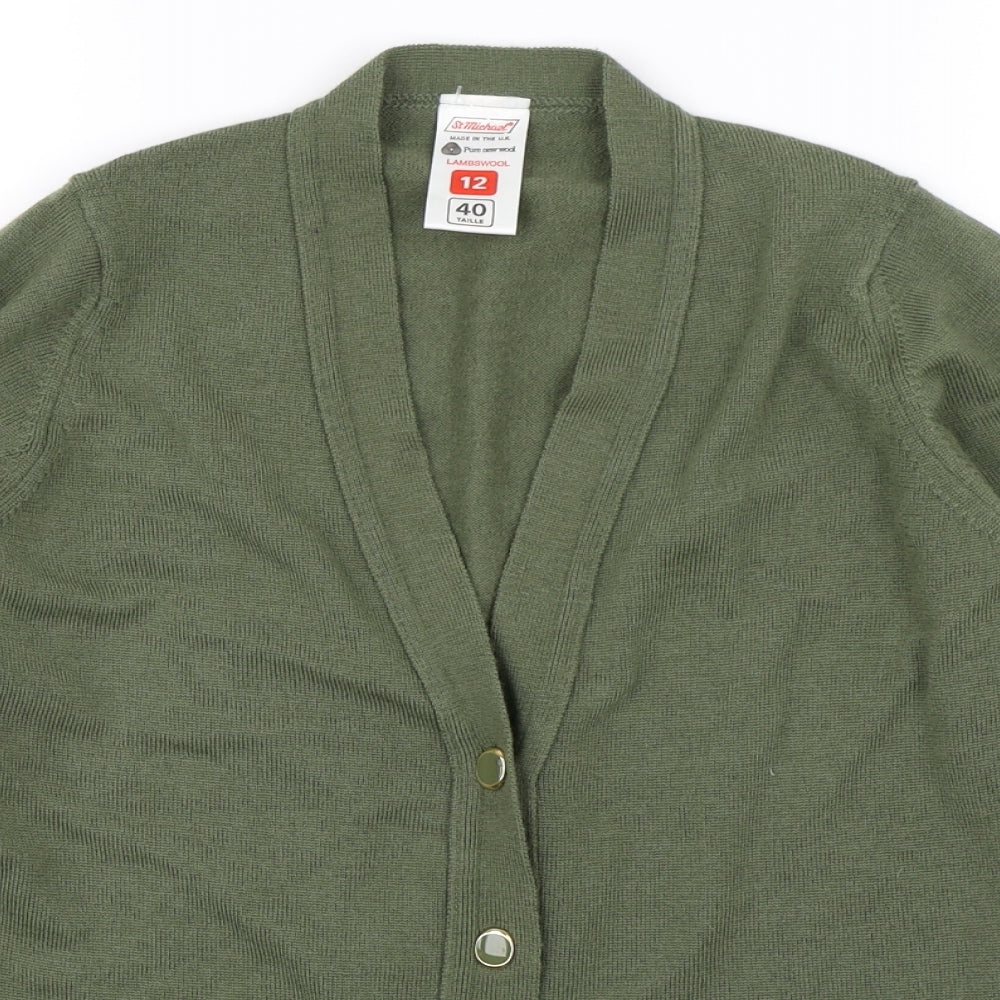 St Michael Womens Green   Cardigan Jumper Size 12