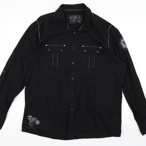 Red Herring Mens Black    Button-Up Size 2XL