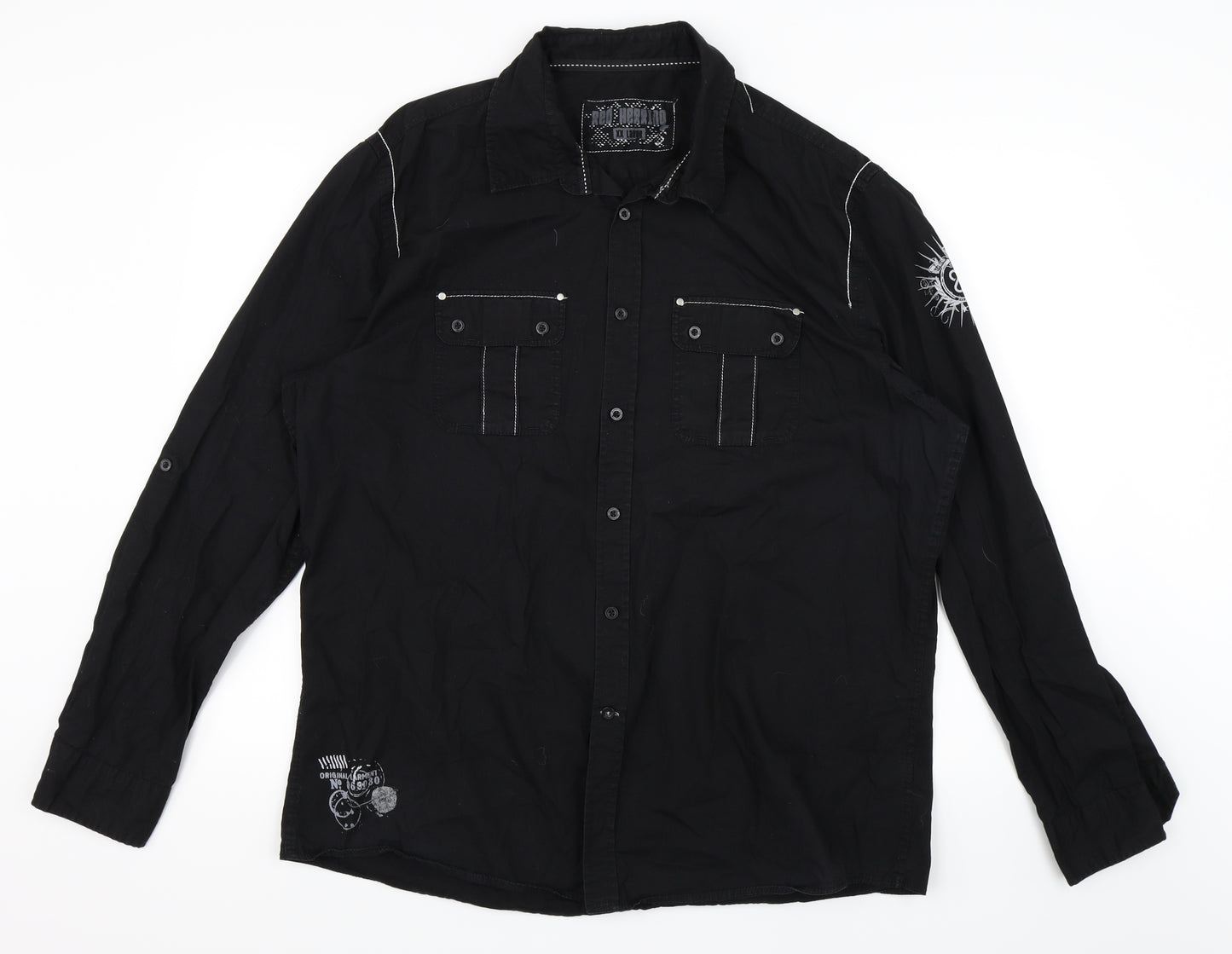 Red Herring Mens Black    Button-Up Size 2XL
