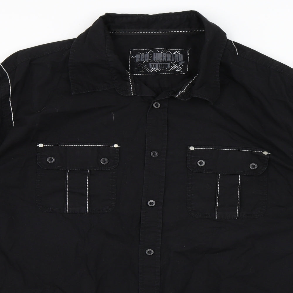 Red Herring Mens Black    Button-Up Size 2XL