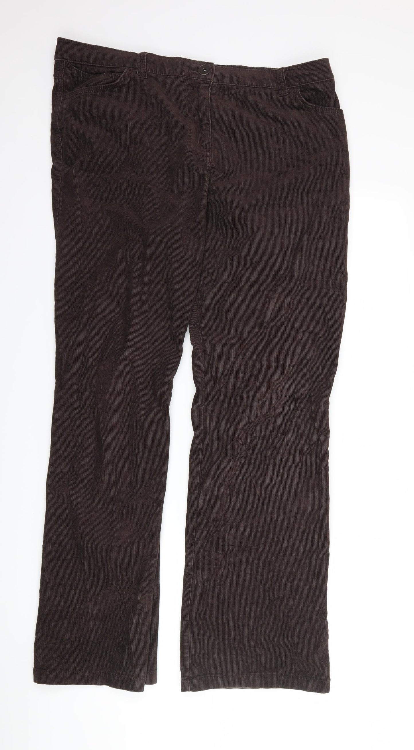 Marks and Spencer Womens Brown  Corduroy Trousers  Size 16 L32 in