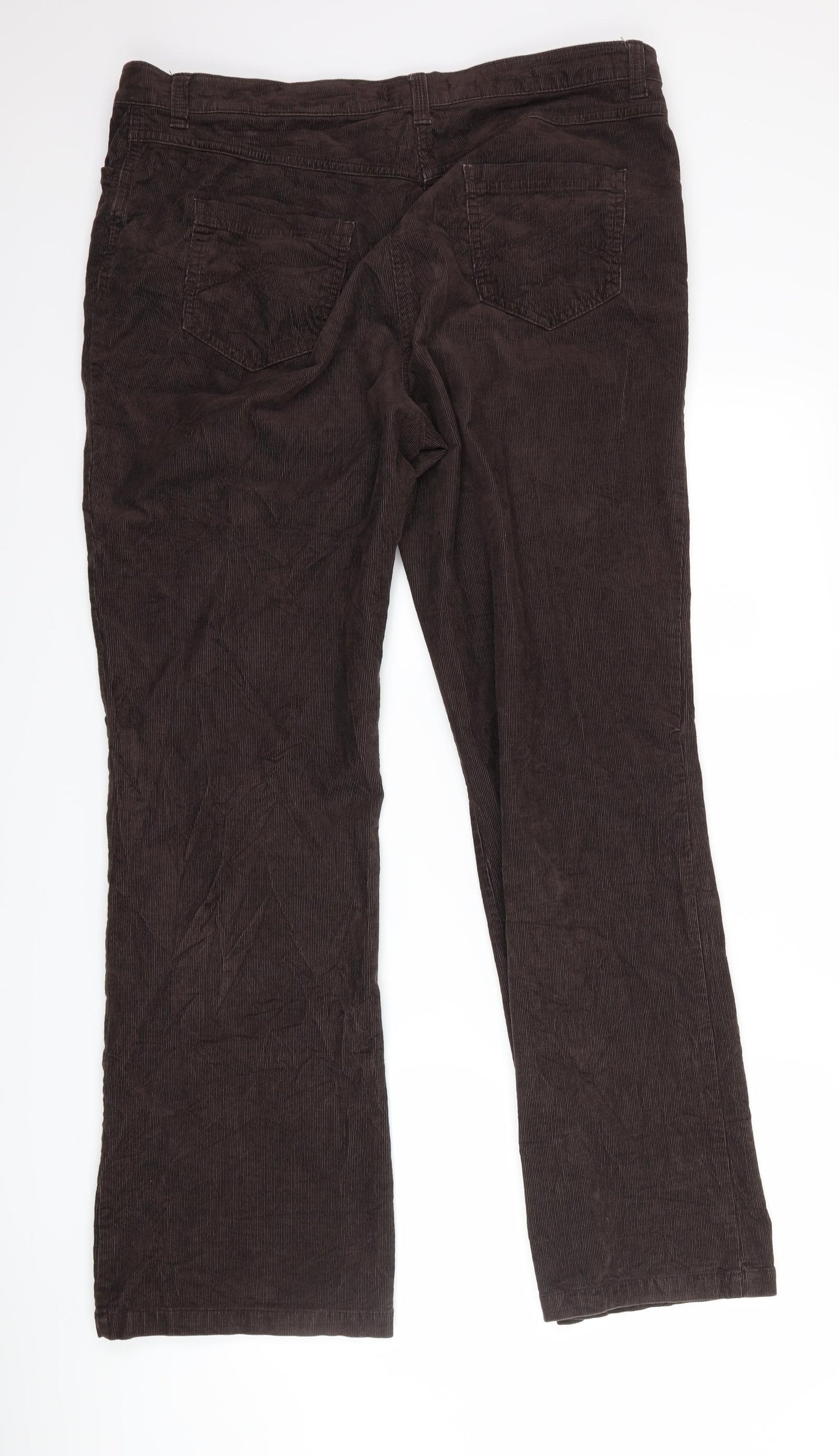 Marks and Spencer Womens Brown  Corduroy Trousers  Size 16 L32 in