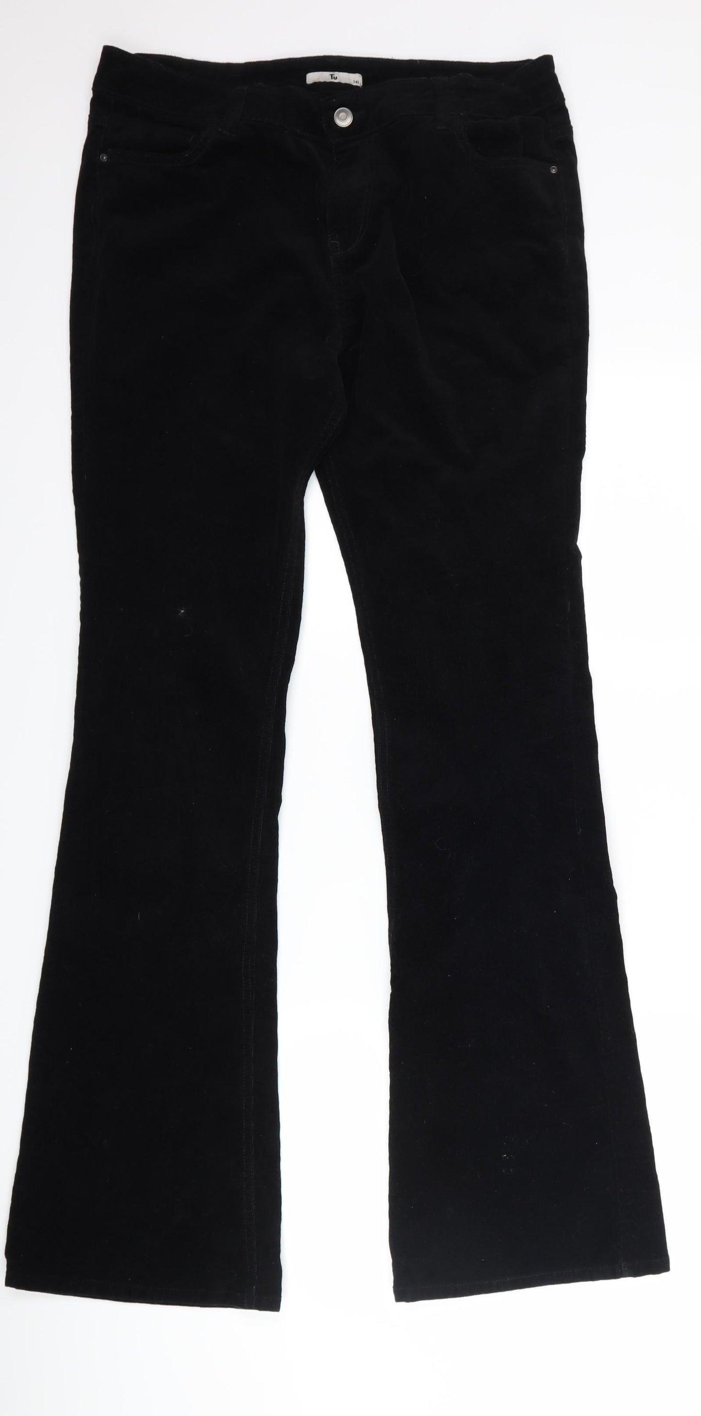 TU Womens Black  Corduroy Trousers  Size 14 L33 in