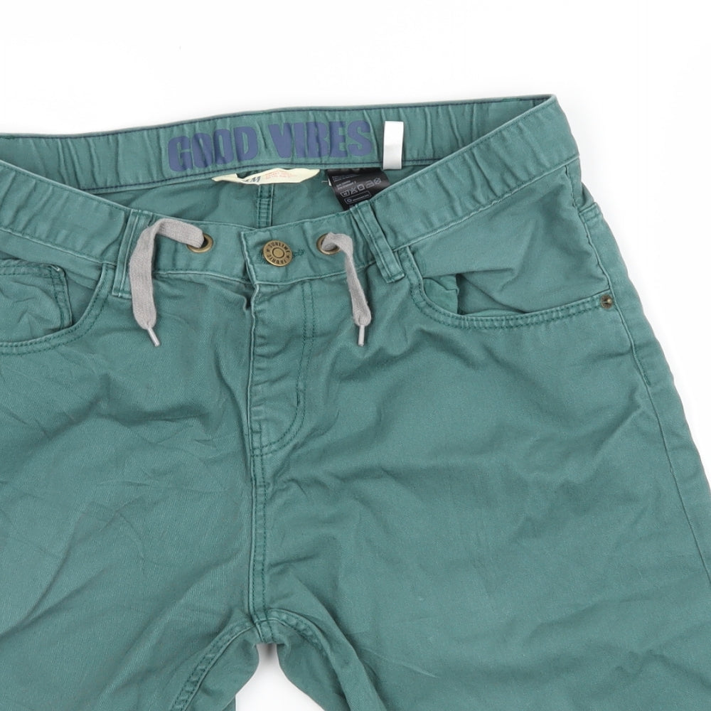 H&M Boys Green   Chino Shorts Size 15 Years