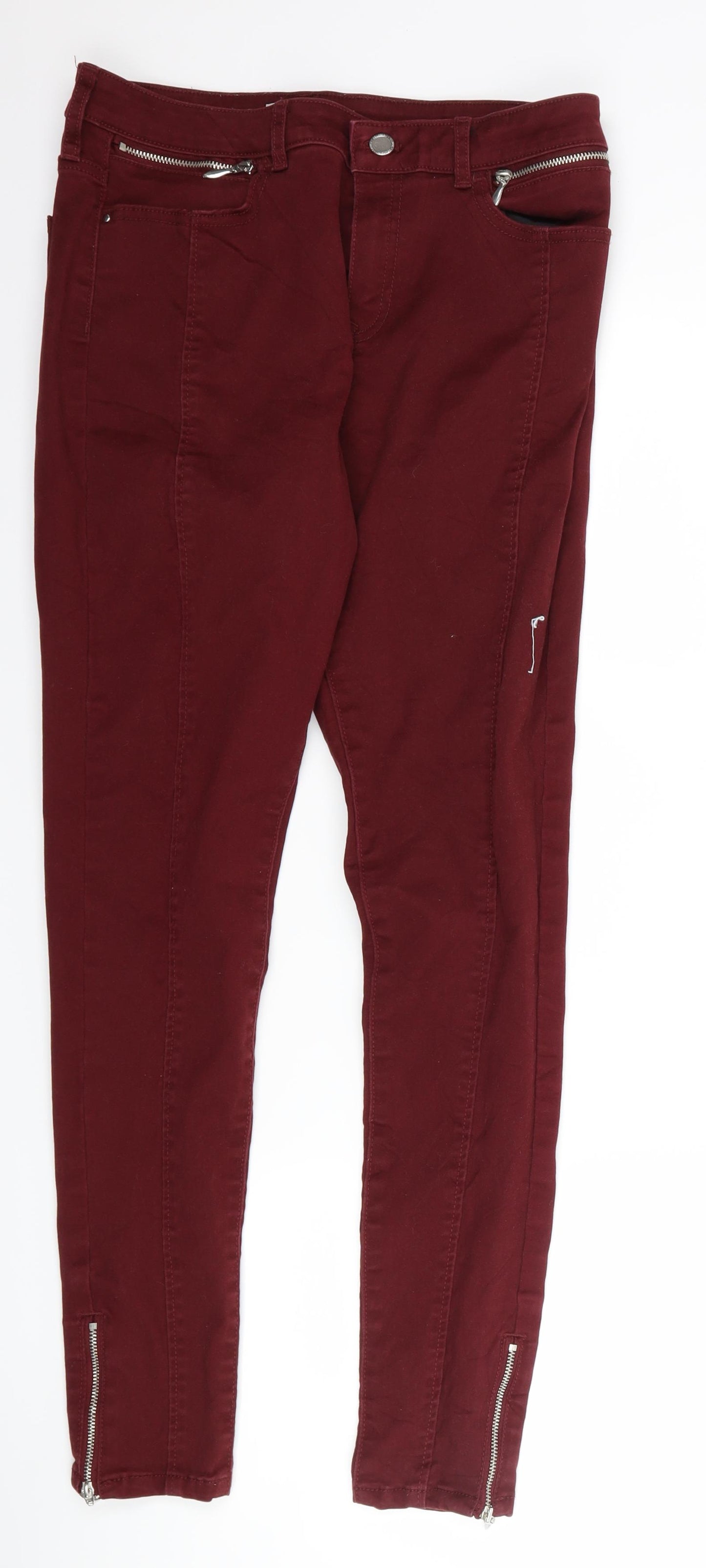 F&F Womens Red  Denim Skinny Jeans Size 10 L28 in