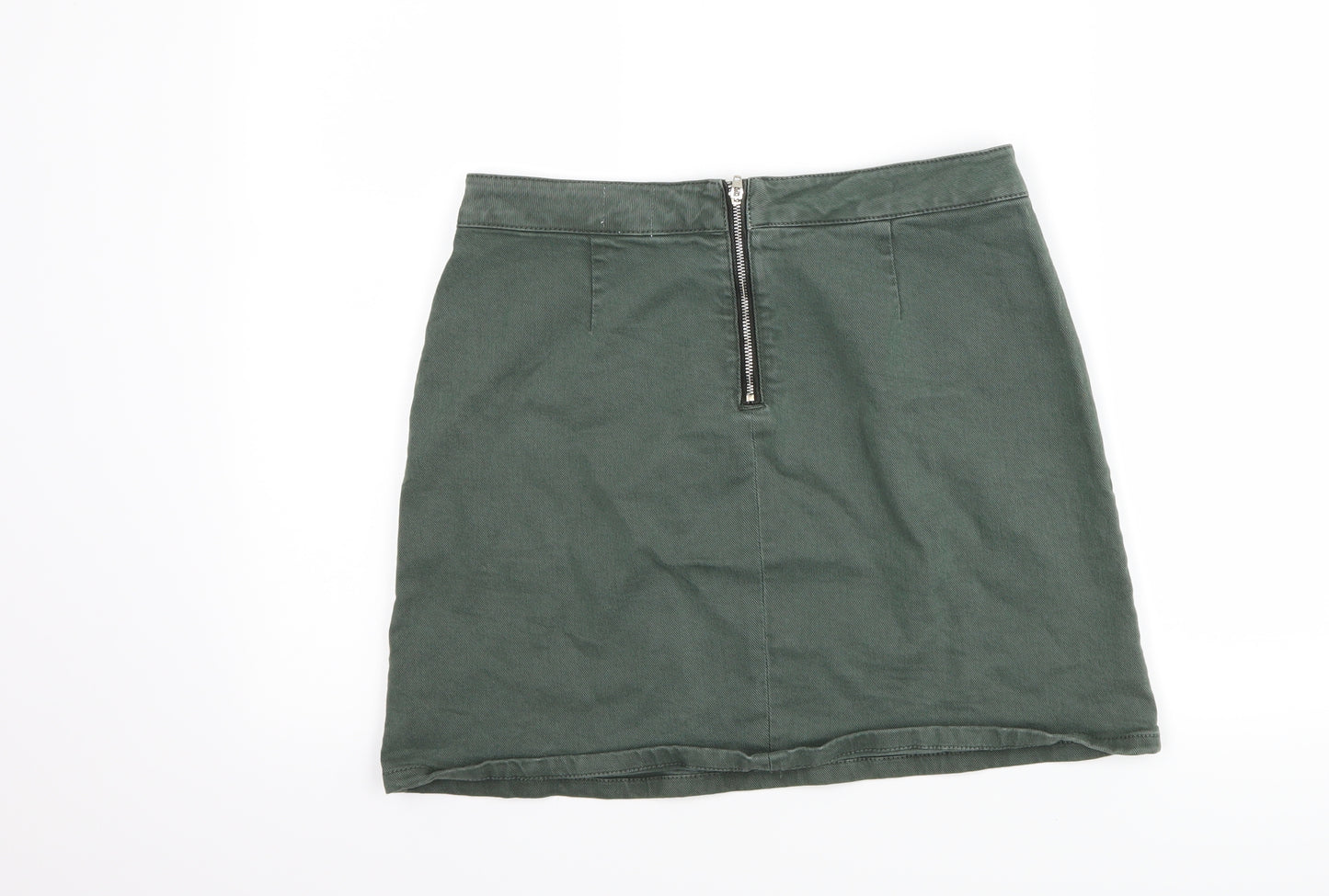 ASOS Womens Green  Denim A-Line Skirt Size 10
