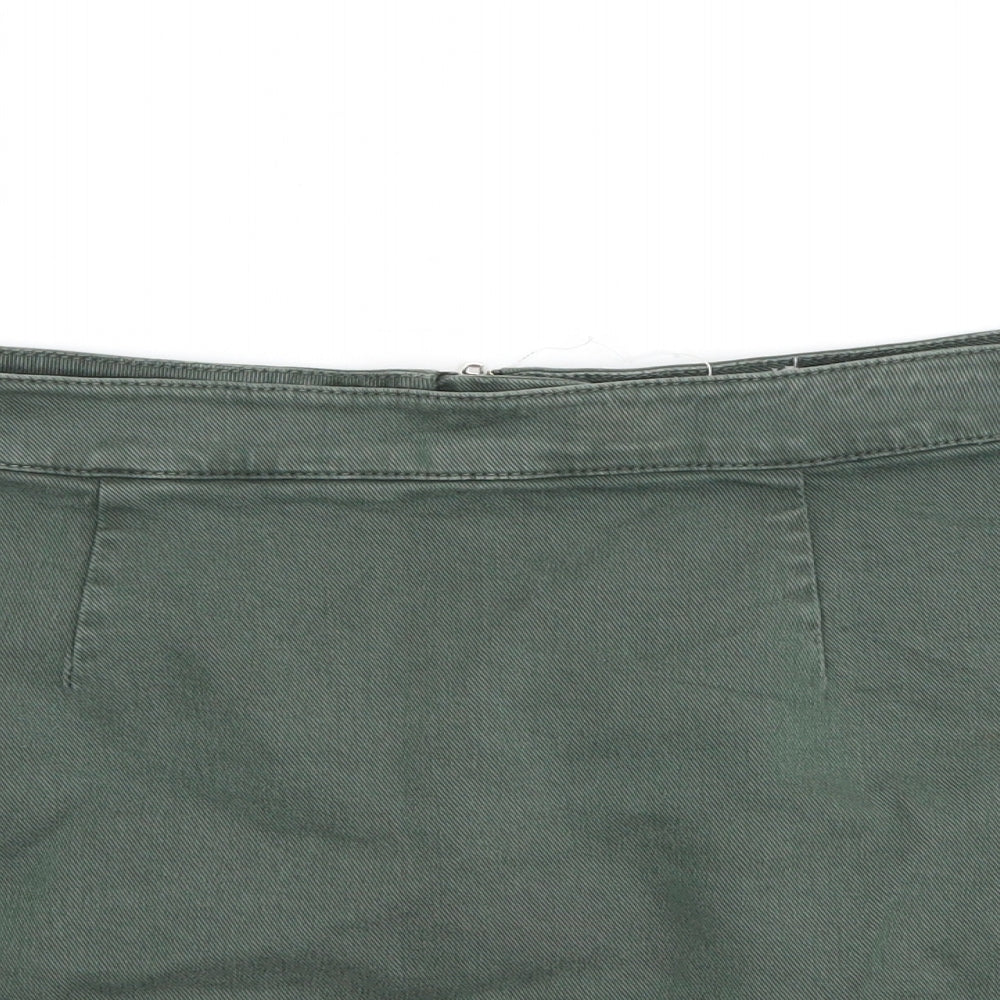 ASOS Womens Green  Denim A-Line Skirt Size 10