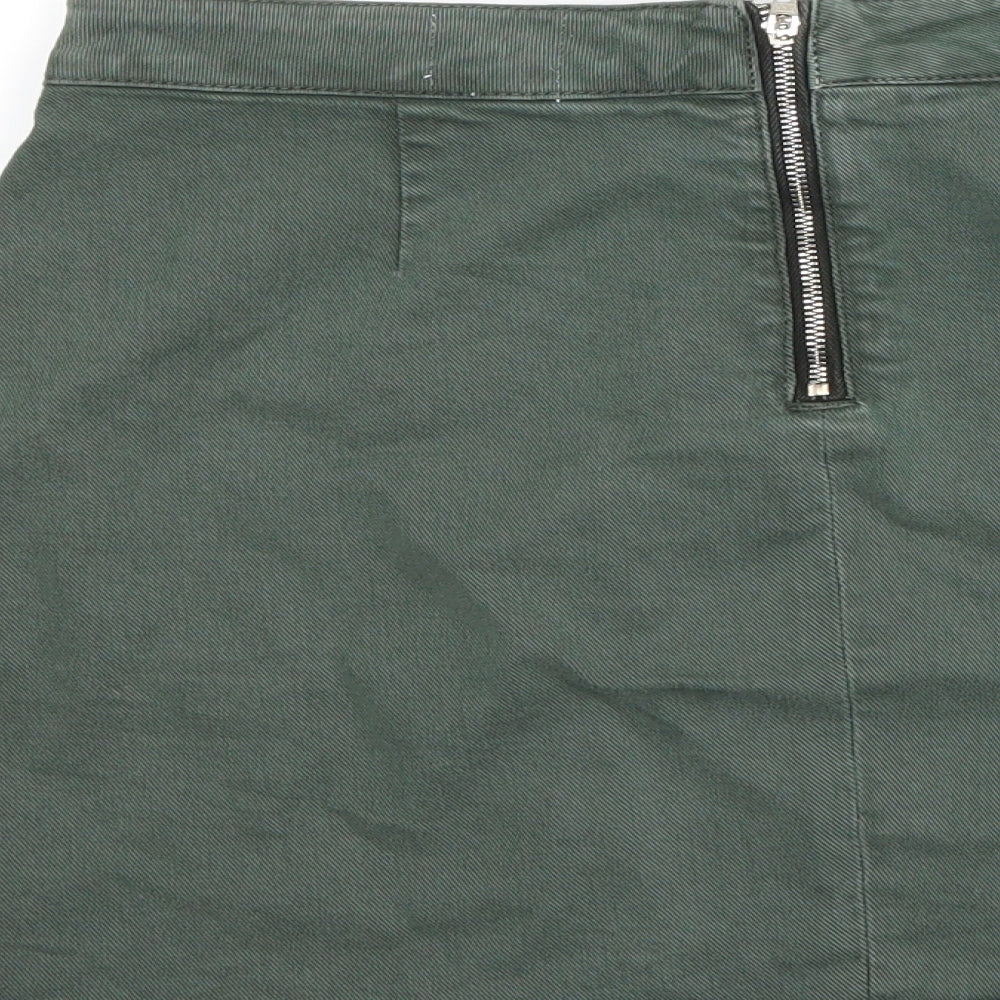 ASOS Womens Green  Denim A-Line Skirt Size 10